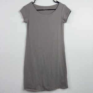 Eileen Fisher T-Shirt Dress Women XXS Taupe Grey Organic Minimalist Neutral Norm